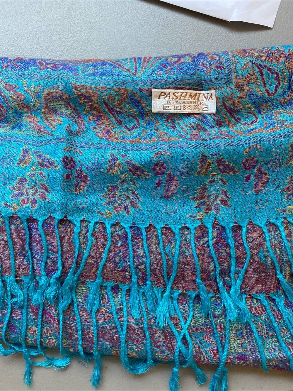 Pashmina Turquoise Paisley Fringe Skirt Wrap